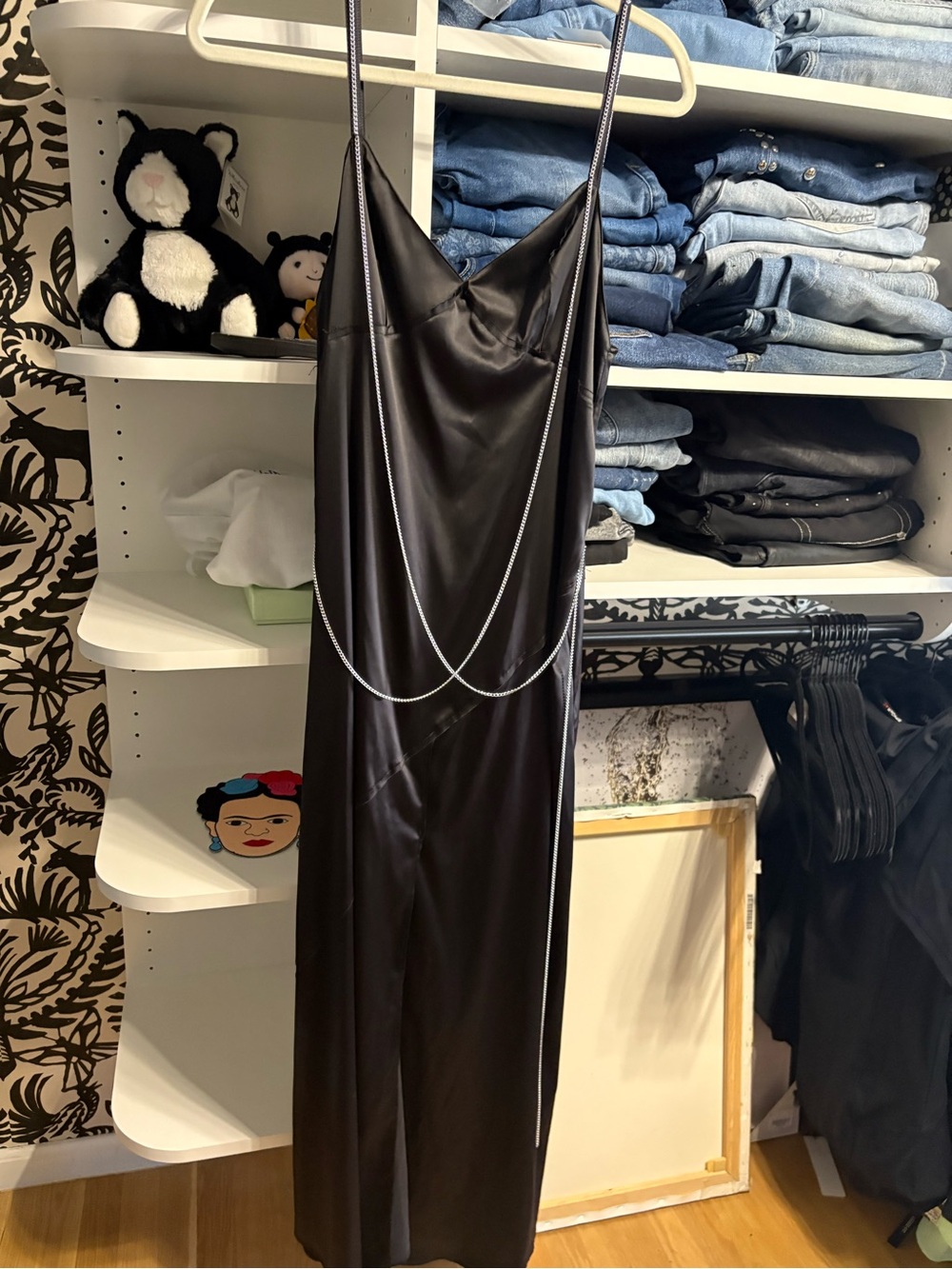 NWT Zara Sleek Black Satin Slip Dress